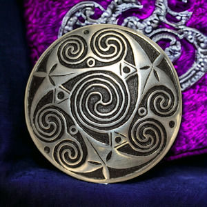 Vintage Signed SJC Pewter Pin Brooch St Justin Cornwall Celtic Shield Jewelry